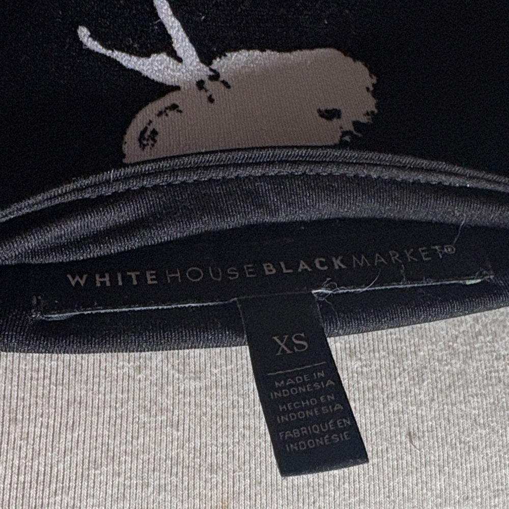 White House Black Market Black Dress with White Floral Design - Picture 3 of 3